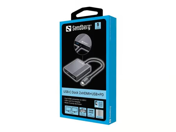 Sandberg USB-C Dock 2xHDMI+USB+PD