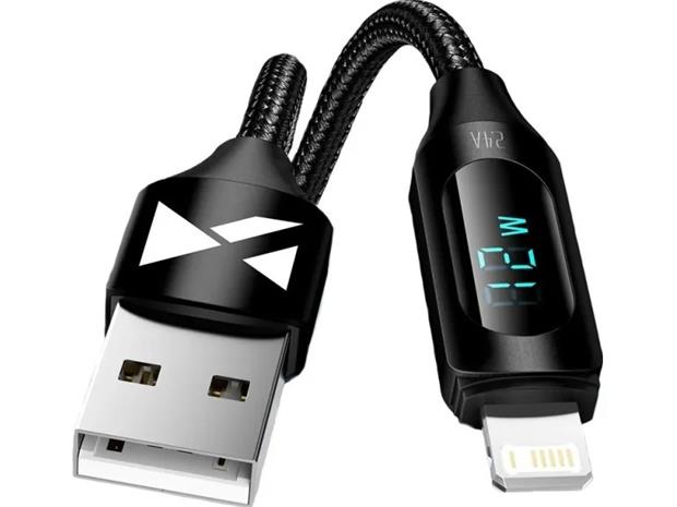 Wozinsky USB-A Cable - Lightning WUALC1 with LED Display 2.4A 1m - Black