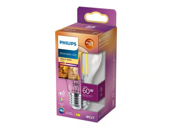Philips LED E27 Normal 60W Klar Dimbar