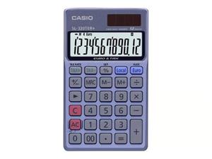 Casio SL-320TER+, Tasku, Perus, 12 lukua, 1 linjat, Akku/Aurinko, Sininen