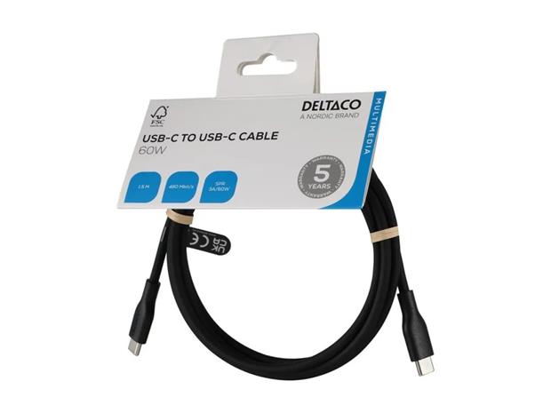 Deltaco USB-C Cable Silicone - 1.5m