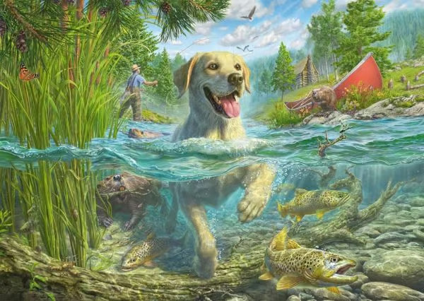 Schmidt Yellow Labrador Goes Fishing 1000p palapeli
