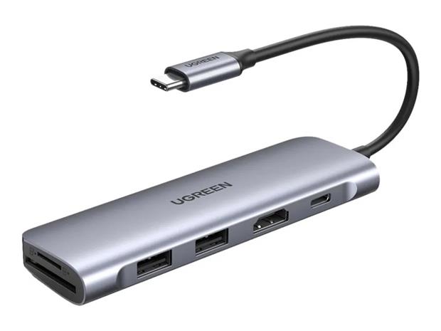 Ugreen 6-in-1 USB C PD USB 3.2 Gen 1 (3.1 Gen 1) Type-C Silver – kuva 2/3