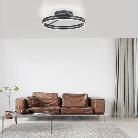 PURE LED-kattovalaisin Loop, harmaa, metalli, Ø 60 cm, CCT