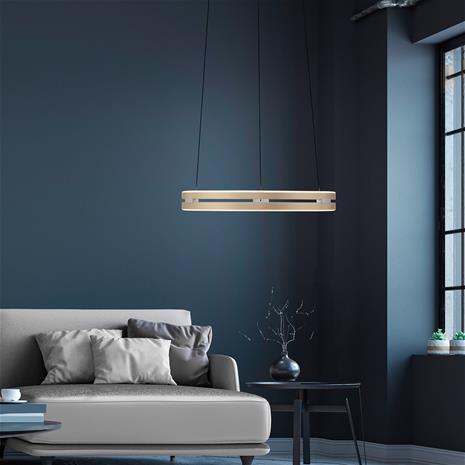 PURE LED-riippuvalaisin E-Loop, messinki, Ø 50 cm alumiini CCT
