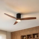 Lucande LED-kattotuuletin Brinia, halkaisija 132 cm, puu, CCT