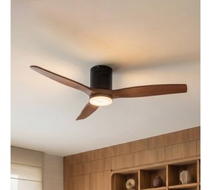 Lucande LED-kattotuuletin Brinia, halkaisija 132 cm, puu, CCT