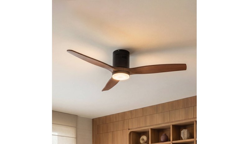 Lucande LED-kattotuuletin Brinia, halkaisija 132 cm, puu, CCT