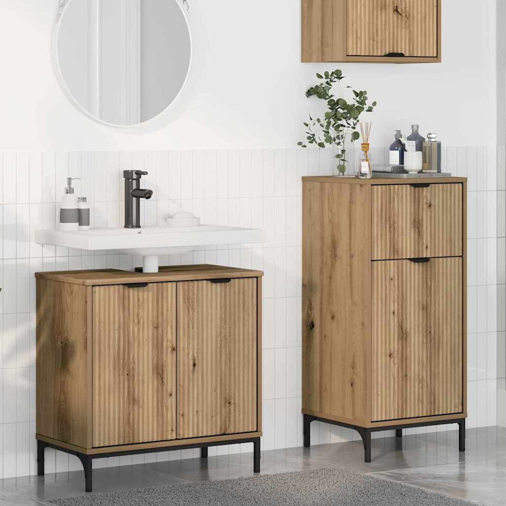 vidaXL Kylpyhuonekalustesetti 2 kpl Artisan tammi