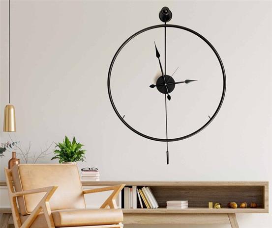 Koristeellinen Metallinen SeinäKello Musta 58x80x7 cm - Tyylikäs ja Kestävä Sisustuselementti Kodin Kaunistamiseen