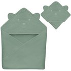 Lasten musliininen hupullinen pyyhe Lionelo Muslin Hooded Towel Green Forest