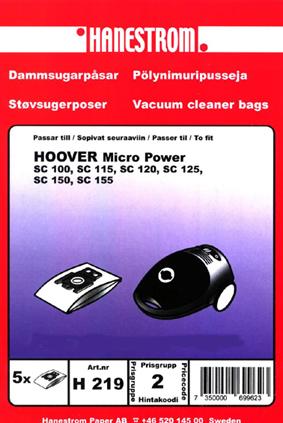 Hanestroem, pölypussit HOOVER MICRO POWER (H219)