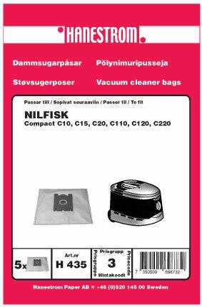 Hanestroem, pölypussit NILFISK COMPACT C10, C20 (H435)