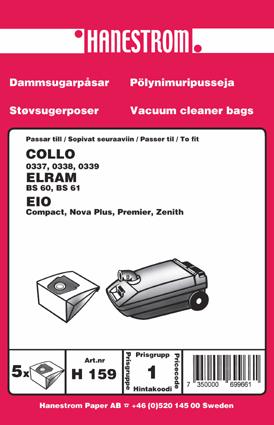 Hanestroem, pölypussit ELRAM BS 60, BS 61 (H159)