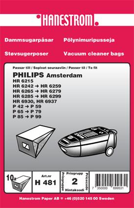 Hanestroem, pölypussit PHILIPS AMSTERDAM (H481)