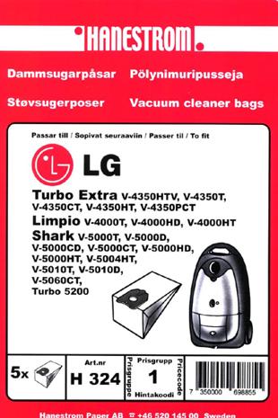 Hanestroem, pölypussit LG SHARK V-5000T 5P (H324)