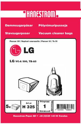 Hanestroem, pölypussit LG V-CA500 TB-A5 (H325)