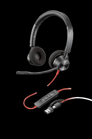 HP Poly Blackwire 3320 Stereo USB-C Headset +USB-C/A Adapter
