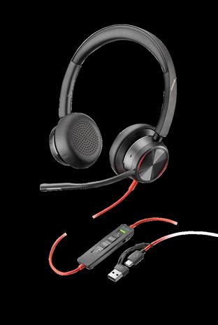 HP Poly Blackwire 8225 Stereo USB-C Headset +USB-C/A Adapter