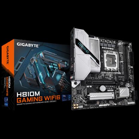 GIGABYTE H810M GAMING WIFI6 Motherboard - Intel Core Ultra (Series 2) CPUs, 4+1+2 Phases VRM, up to 6400MHz DDR5, 1xPCIe 4.0 M.2, 2.5GbE LAN, WIFI 6, USB 3.2 Gen 1