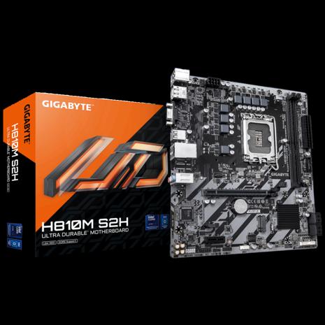 GIGABYTE H810M S2H Motherboard - Intel Core Ultra (Series 2) CPUs, 4+1+2 Phases VRM, up to 6400MHz DDR5, 1xPCIe 4.0 M.2, 1GbE LAN, USB 3.2 Gen 1