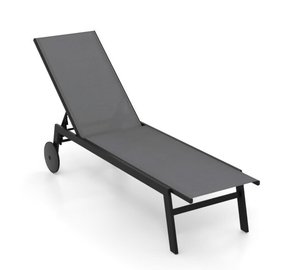 Aurinkotuoli pyörillä, säädettävä selkänoja, harmaa