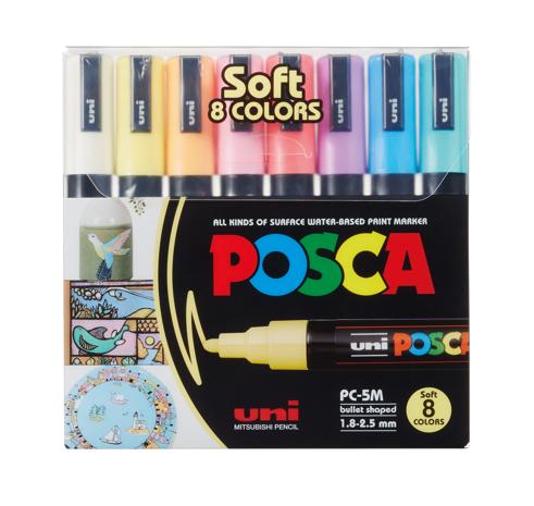 POSCA marker sæt Soft Colors PC-5M 8 ass.