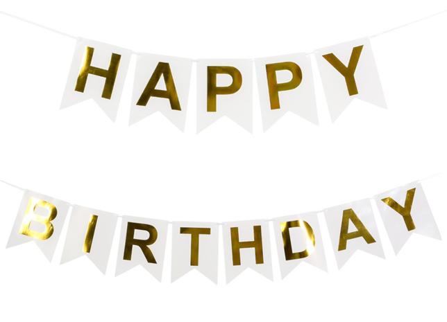 Flag Banner Happy Birthday White
