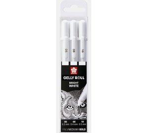 Sakura Basic Set 3 Valkoisia Geelikyniä Hieno/Keski/Paksu
