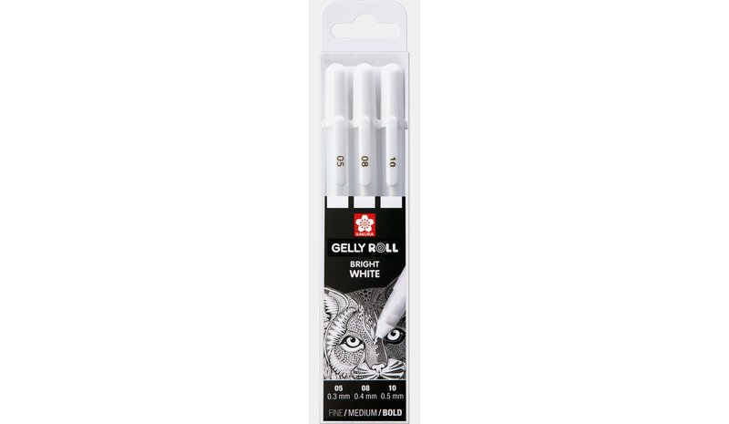 Sakura Basic Set 3 Valkoisia Geelikyniä Hieno/Keski/Paksu