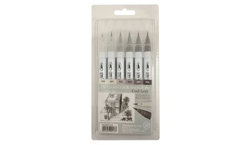 ZIG Clean Color Real Brush 6-set Cool gray