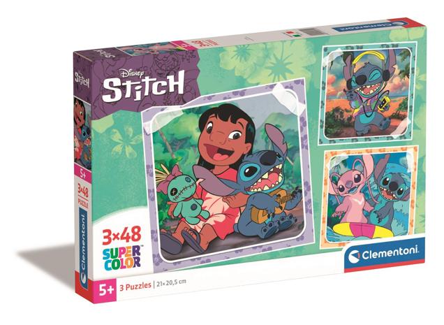 Palapelit 3X48 palaa Disney Stitch, Clementoni