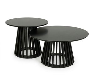 Peyra Sohvapöytä Sarjapöydät Pyöreä 86/60 cm - Musta
