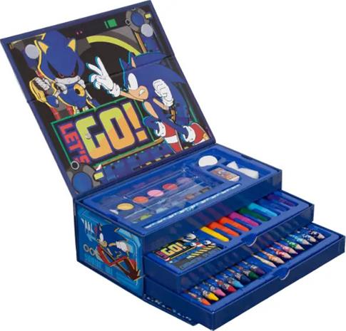 Coloring Case - SONIC - set 52pcs in paper toolbox with handle