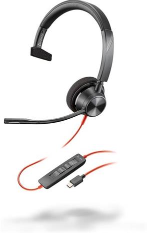 HP Poly Blackwire 3310 Monaural USB-C Headset +USB-C/A Adapter
