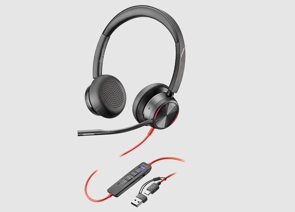 HP Poly Blackwire 8225 Stereo USB-C Headset +USB-C/A Adapter