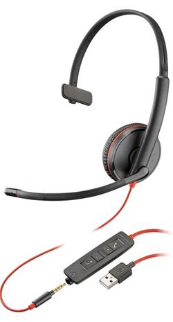 HP Poly Blackwire 3215 Monaural USB-C Headset +3.5mm Plug +USB-C/A Adapter