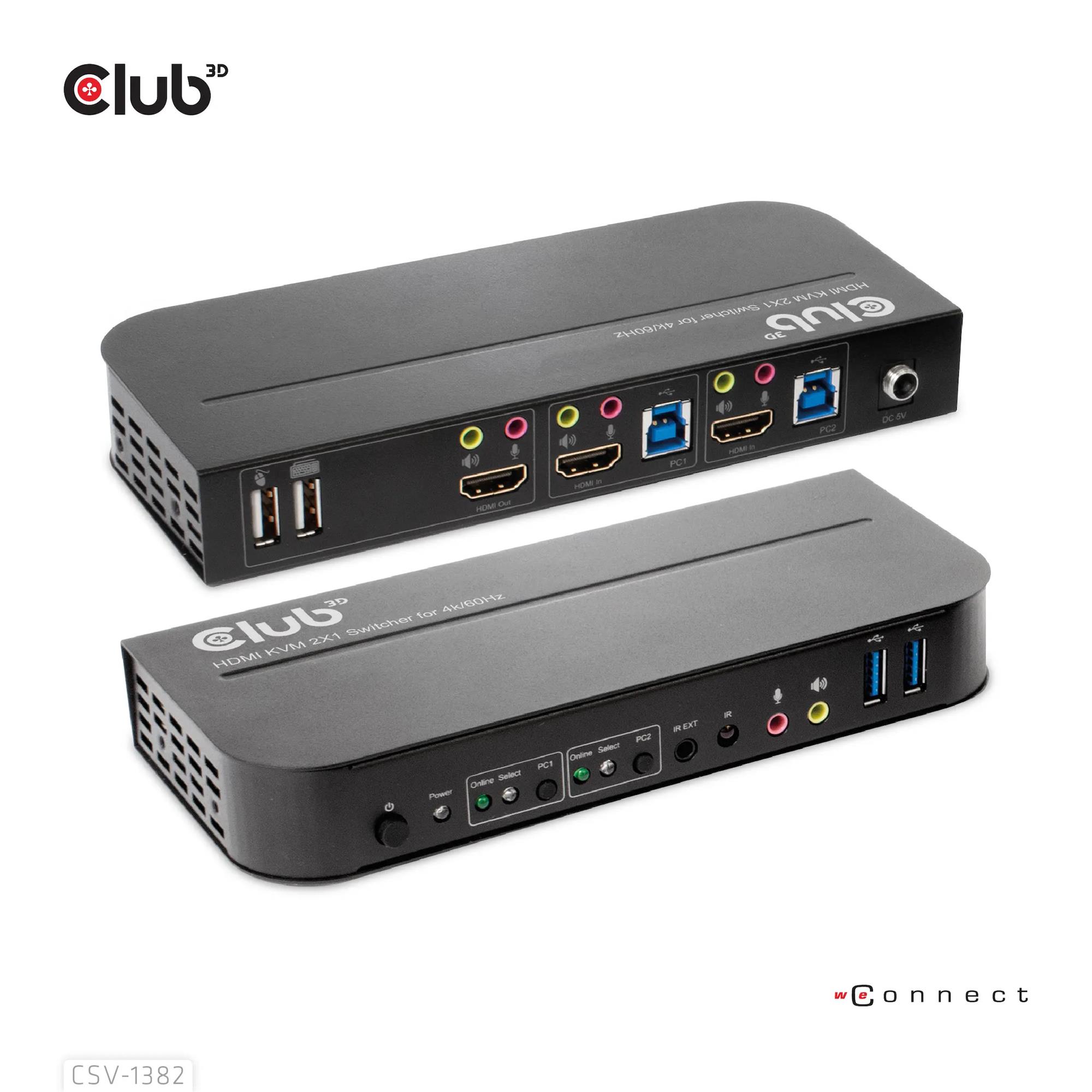 Club 3D CSV-1382 - KVM-kytkin, musta