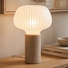 Lucande Eloise -pöytävalaisin, 42 cm, valkoinen, tekstiili/betoni, E27