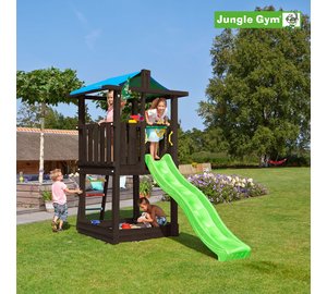 Jungle Gym Leikkiteline Hut + Vihreä Liukumäki