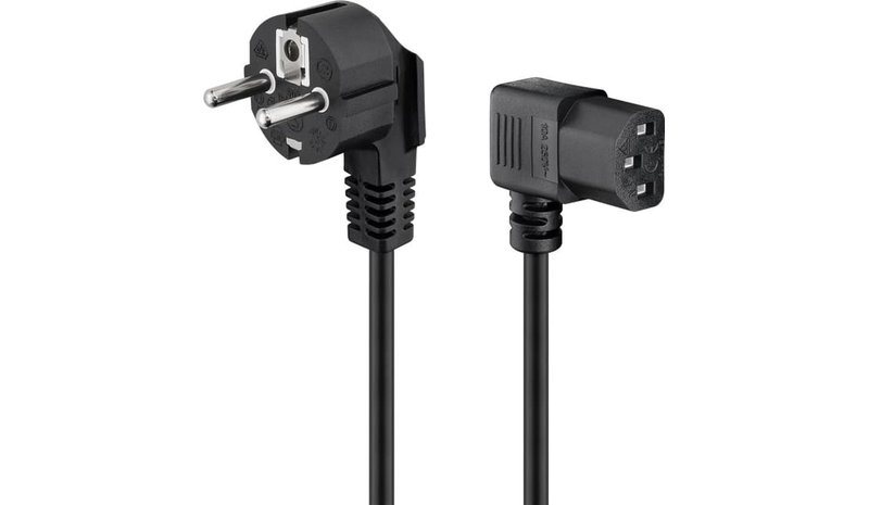 Pro Power cable C13 2x90° - Musta - 2m