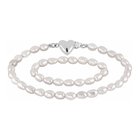 Lykken Pearls valkoinen kastehelmirannekoru sydänlukolla 15+8cm