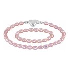 Lykken Pearls vaaleanpunainen kastehelmirannekoru sydänlukolla 15+8cm