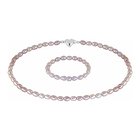 Lykken Pearls vaaleanpunainen kastehelminauha sydänlukolla 30+10cm