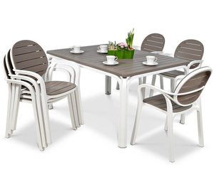 Ulkokalustesetti PALMA/ALLORO - 6/140, Bianco Tortora