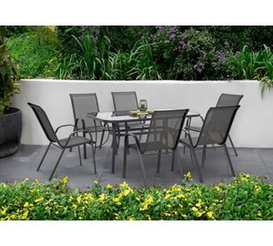 Ulkokalustesetti Bologna, 150 cm, 6+1, Mixed Grey