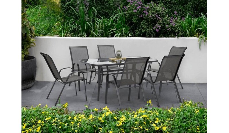 Ulkokalustesetti Bologna, 150 cm, 6+1, Mixed Grey