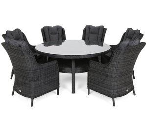 Ulkokalustesetti Bristol Round Elegant 150 cm, 6+1, harmaa / harmaa melange