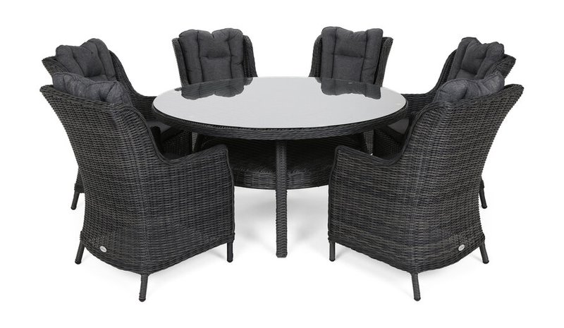 Ulkokalustesetti Bristol Round Elegant 150 cm, 6+1, harmaa / harmaa melange