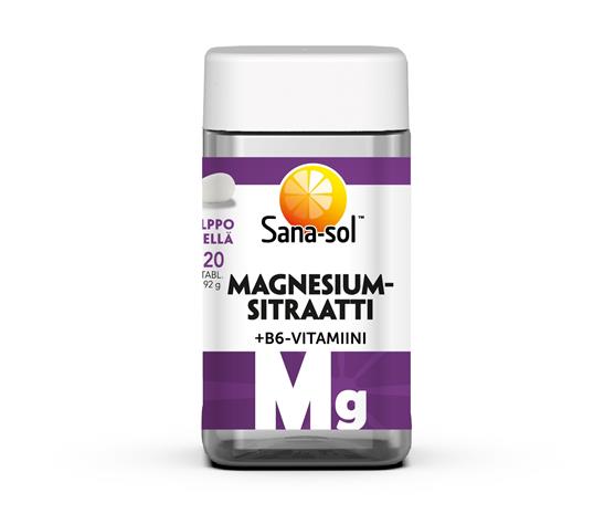 Sana-sol Magnesiumsitraatti + B6-vitamiini -tabletti, 120 tabl